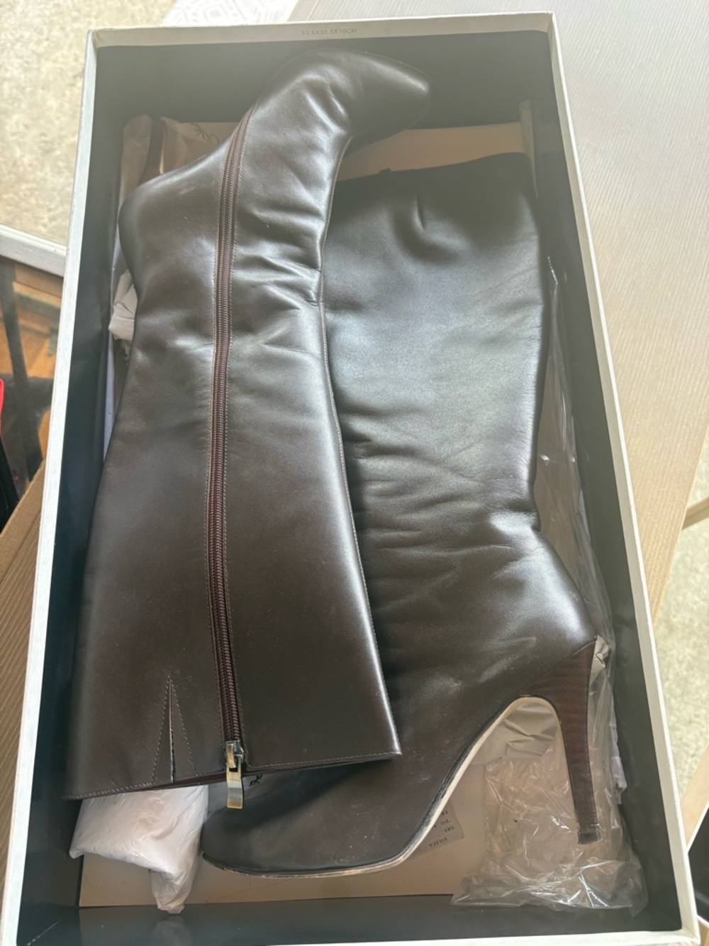 Halogen Dark Brown Leather Knee-High Heeled Boots